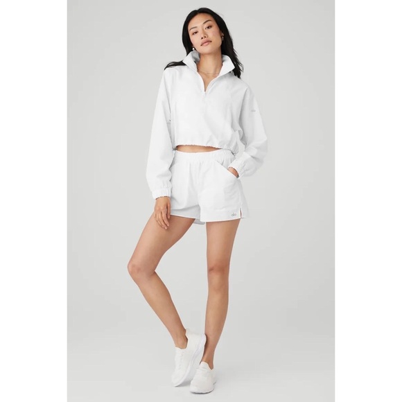 Alo Yoga Cropped 1/4 Zip Alumni Pullover White S - Picture 3 of 15